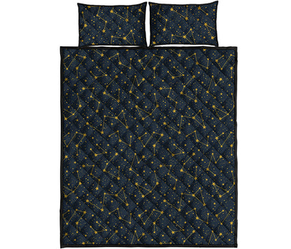 Constellation Symbols Pattern Print Quilt Bed Set