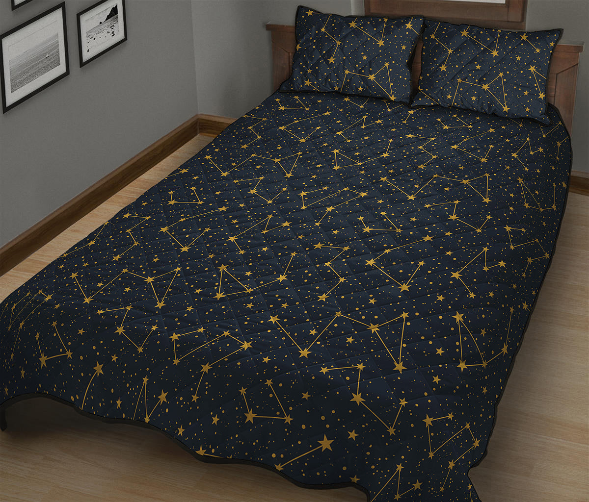 Constellation Symbols Pattern Print Quilt Bed Set