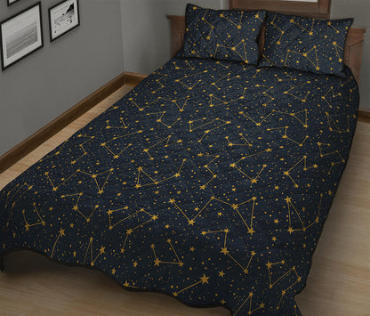 Constellation Symbols Pattern Print Quilt Bed Set