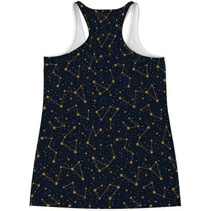 Constellation Symbols Pattern Print Women's Racerback Tank Top