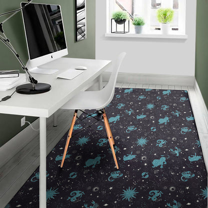 Constellation Zodiac Signs Pattern Print Area Rug