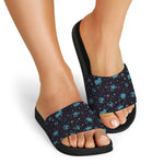 Constellation Zodiac Signs Pattern Print Black Slide Sandals