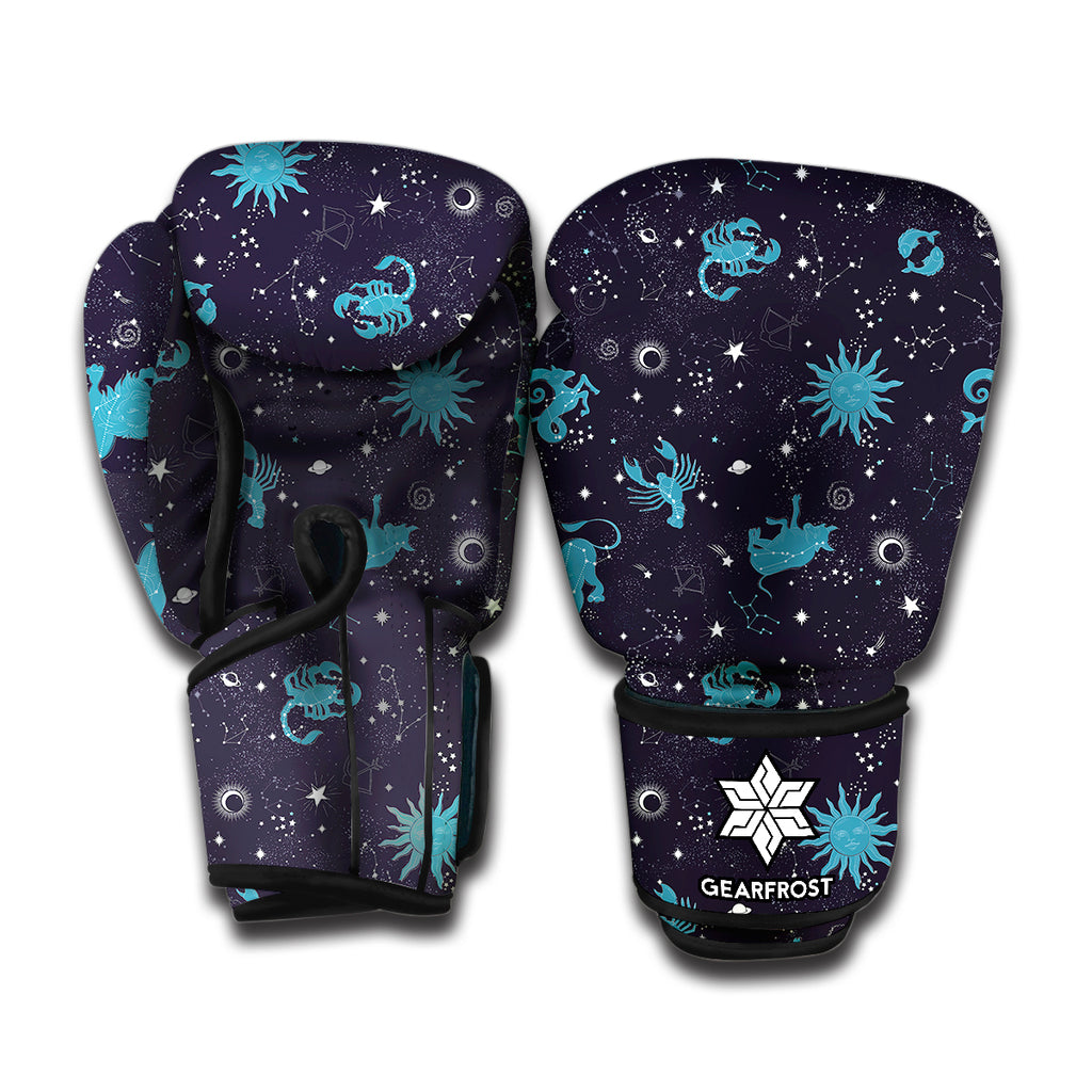 Constellation Zodiac Signs Pattern Print Boxing Gloves