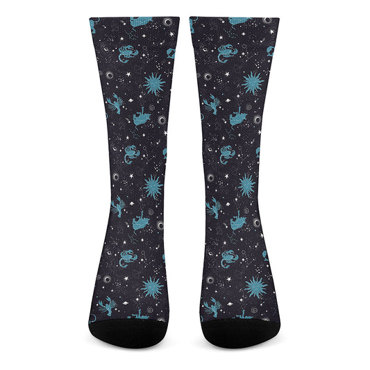 Constellation Zodiac Signs Pattern Print Crew Socks