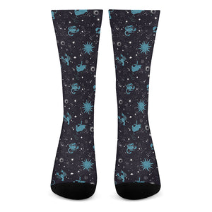 Constellation Zodiac Signs Pattern Print Crew Socks