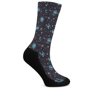 Constellation Zodiac Signs Pattern Print Crew Socks