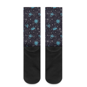 Constellation Zodiac Signs Pattern Print Crew Socks