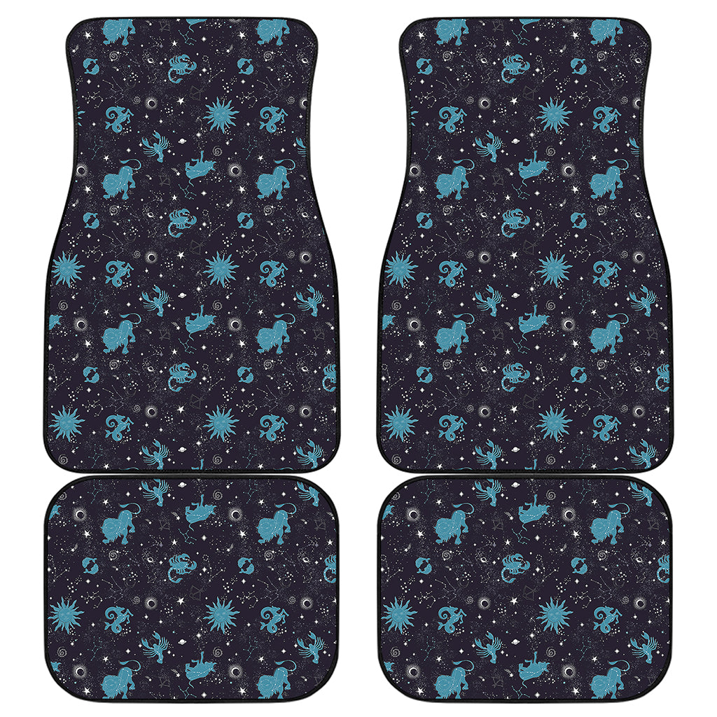 Constellation Zodiac Signs Pattern Print Front and Back Car Floor Mats