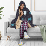 Constellation Zodiac Signs Pattern Print Hooded Blanket