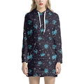 Constellation Zodiac Signs Pattern Print Pullover Hoodie Dress