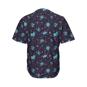 Constellation Zodiac Signs Pattern Print Men's Baseball Jersey