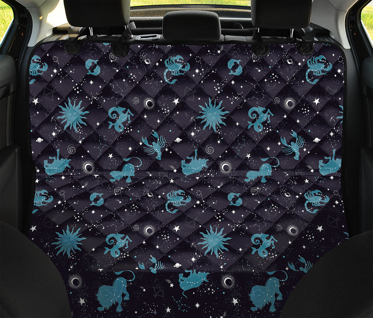 Constellation Zodiac Signs Pattern Print Pet Car Back Seat Cover