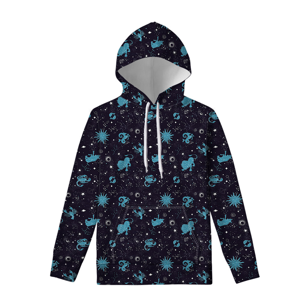 Constellation Zodiac Signs Pattern Print Pullover Hoodie