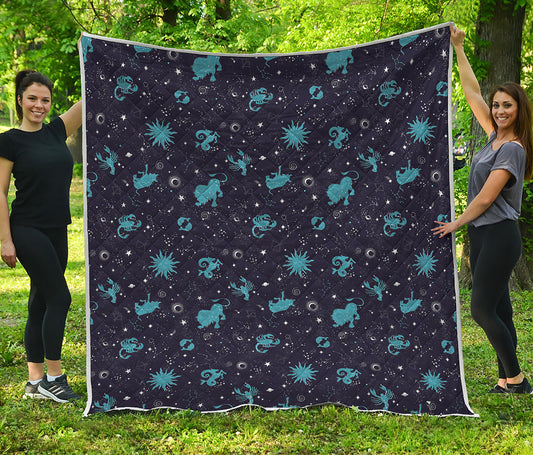 Constellation Zodiac Signs Pattern Print Quilt