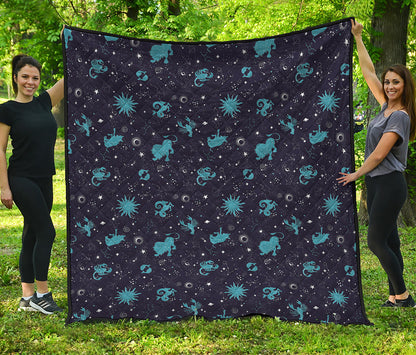 Constellation Zodiac Signs Pattern Print Quilt