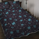Constellation Zodiac Signs Pattern Print Quilt Bed Set