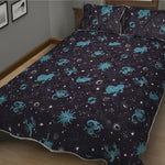 Constellation Zodiac Signs Pattern Print Quilt Bed Set