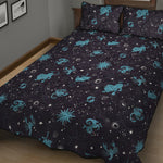 Constellation Zodiac Signs Pattern Print Quilt Bed Set