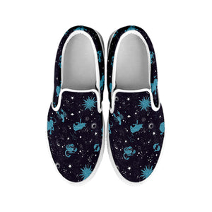 Constellation Zodiac Signs Pattern Print White Slip On Shoes