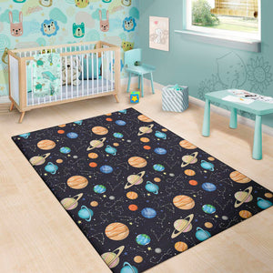 Constellations And Planets Pattern Print Area Rug