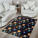 Constellations And Planets Pattern Print Area Rug