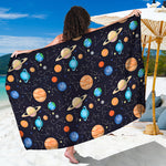 Constellations And Planets Pattern Print Beach Sarong Wrap