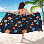 Constellations And Planets Pattern Print Beach Sarong Wrap