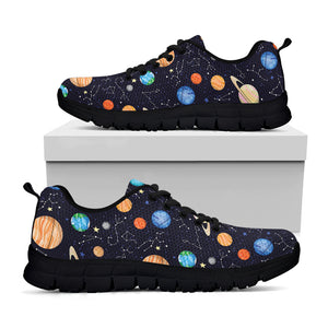 Constellations And Planets Pattern Print Black Sneakers