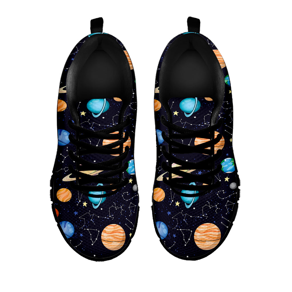 Constellations And Planets Pattern Print Black Sneakers