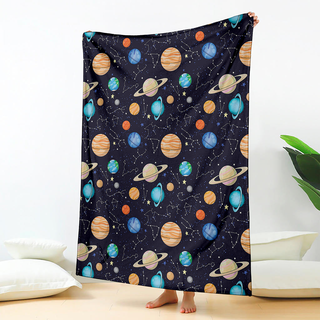 Constellations And Planets Pattern Print Blanket