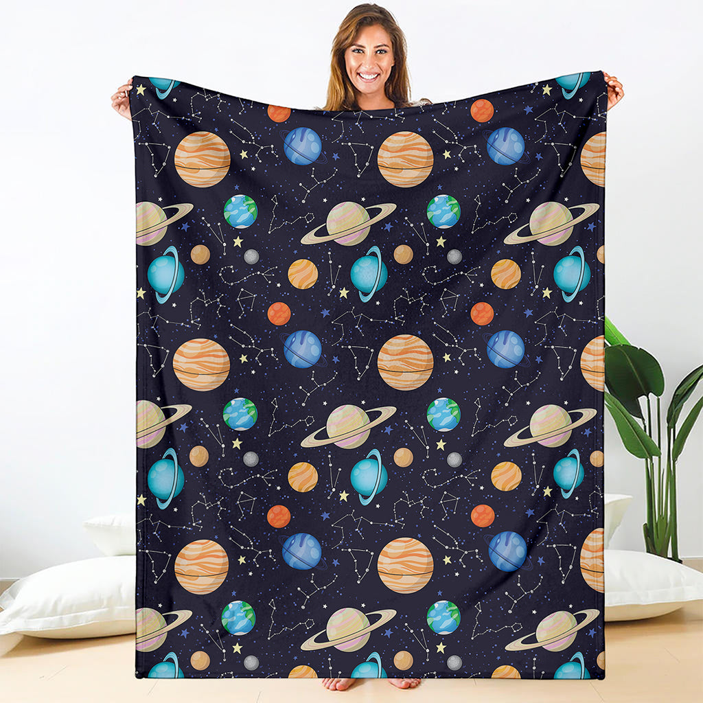 Constellations And Planets Pattern Print Blanket