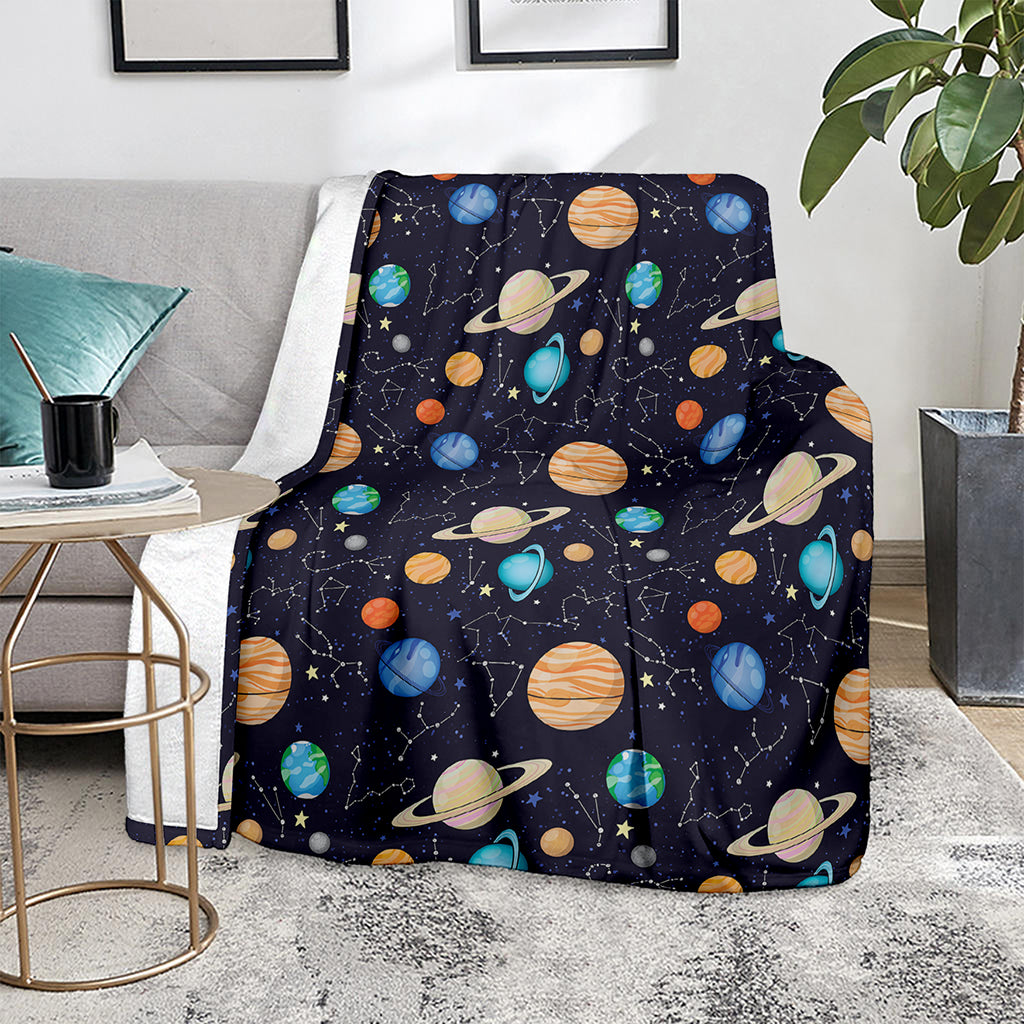 Constellations And Planets Pattern Print Blanket