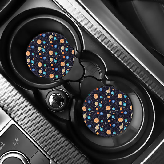 Constellations And Planets Pattern Print Car Coasters