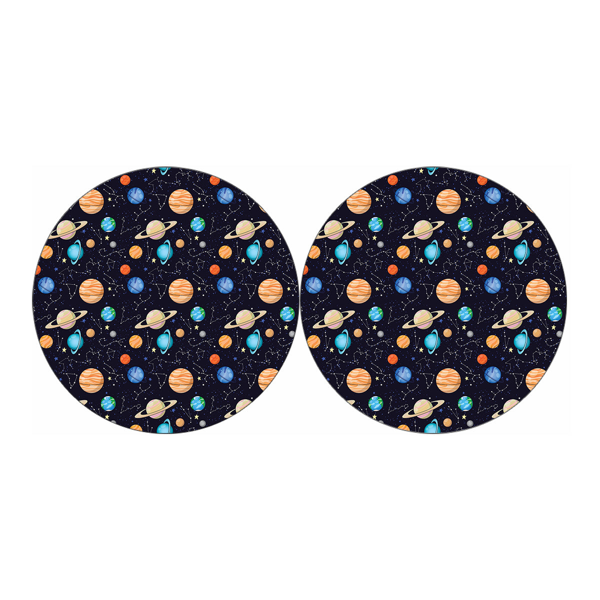Constellations And Planets Pattern Print Car Coasters