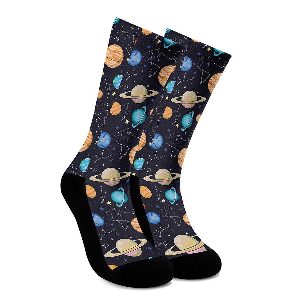 Constellations And Planets Pattern Print Crew Socks