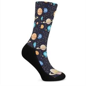 Constellations And Planets Pattern Print Crew Socks