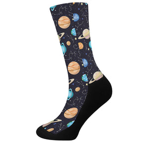 Constellations And Planets Pattern Print Crew Socks