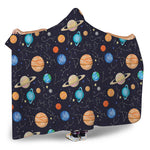 Constellations And Planets Pattern Print Hooded Blanket