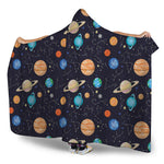 Constellations And Planets Pattern Print Hooded Blanket