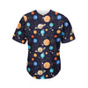 Constellations And Planets Pattern Print Men's Baseball Jersey