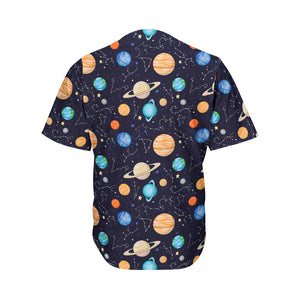 Constellations And Planets Pattern Print Men's Baseball Jersey