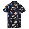 Constellations And Planets Pattern Print Men's Short Sleeve Shirt