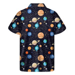 Constellations And Planets Pattern Print Men's Short Sleeve Shirt