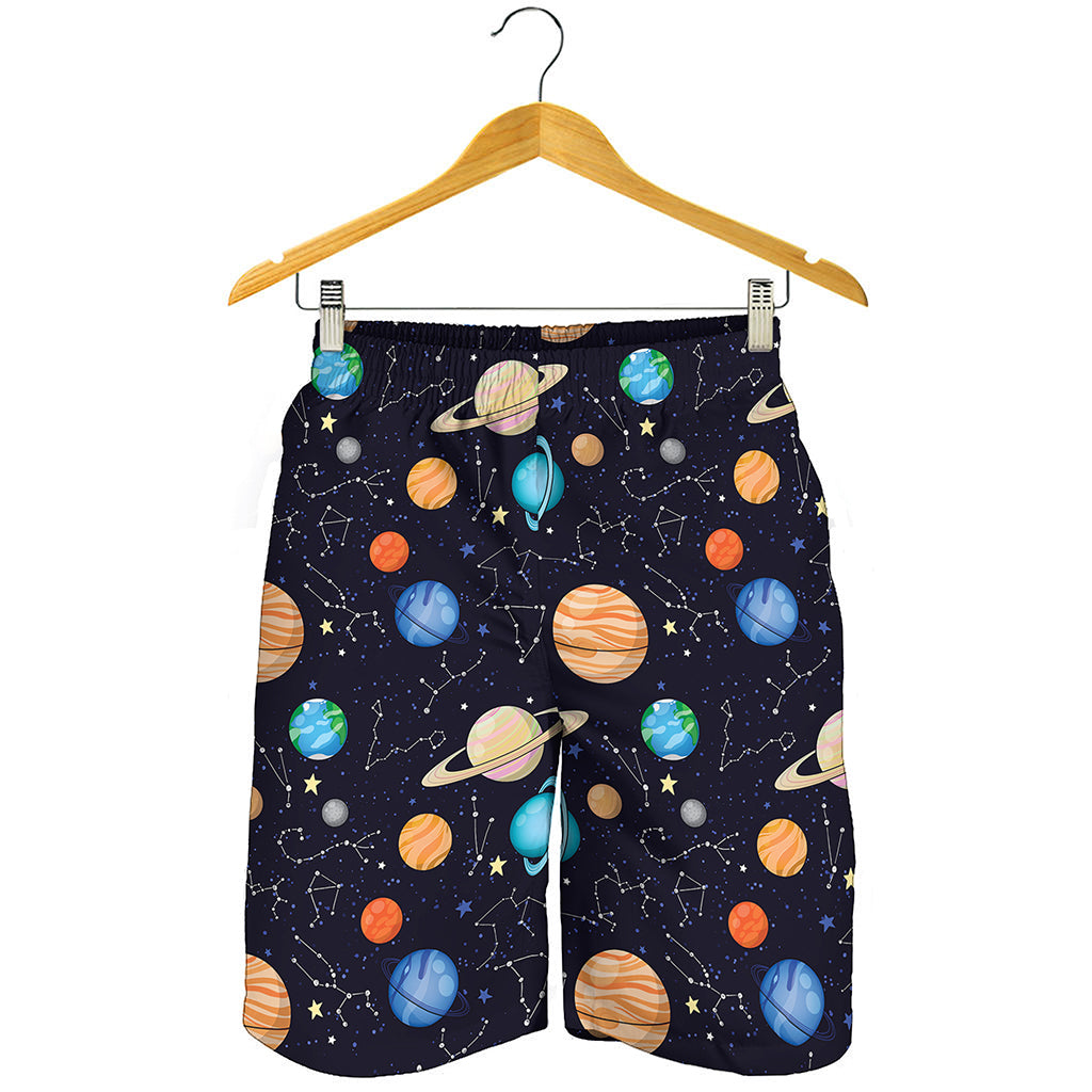 Constellations And Planets Pattern Print Men's Shorts