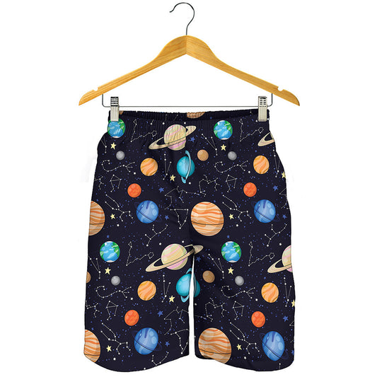 Constellations And Planets Pattern Print Men's Shorts