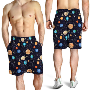 Constellations And Planets Pattern Print Men's Shorts