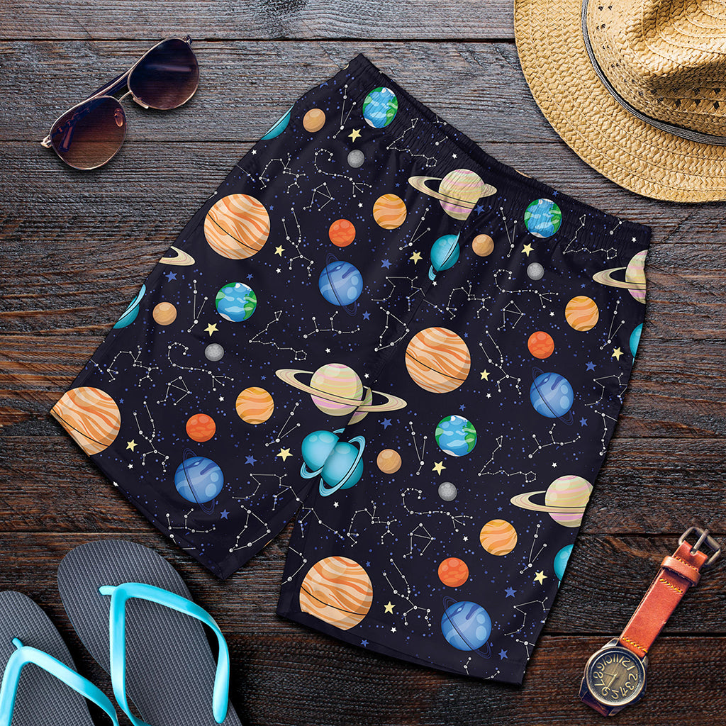 Constellations And Planets Pattern Print Men's Shorts