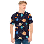 Constellations And Planets Pattern Print Men's T-Shirt