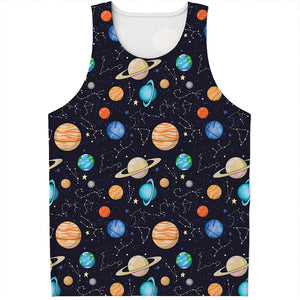 Constellations And Planets Pattern Print Men's Tank Top