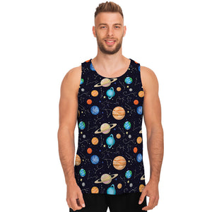 Constellations And Planets Pattern Print Men's Tank Top